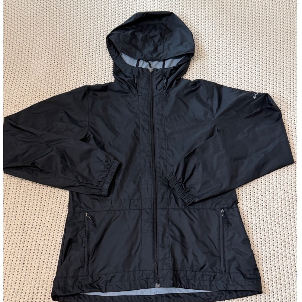 Columbia Sportswear Womens Black Hooded Rain Jacket Windbreaker Jacket Medium